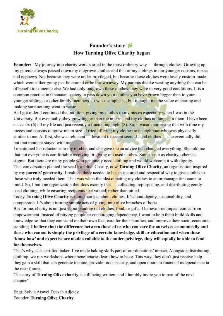 Founder's Story — How Turning Olive Charity Began